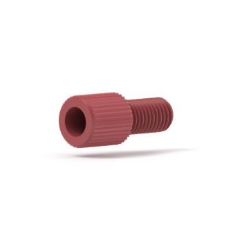 Upchurch Scientific VacuTight Fitting for 1/8 inch OD Tubing, 1/4-28 Flat-Bottom, Standard Knurl, Delrin, Red, Single - P-942 - Click Image to Close